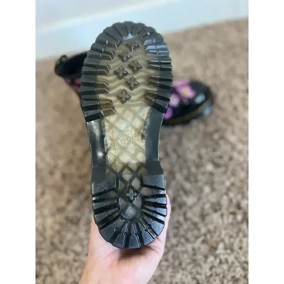 Dr Martens Junior 1460 Glitter & Flower Applique Lace Up Boots Sz 5 - Picture 9 of 9